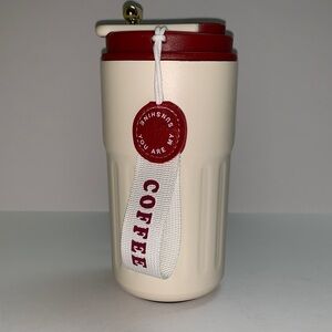 Cream and Red Coffee Tumbler